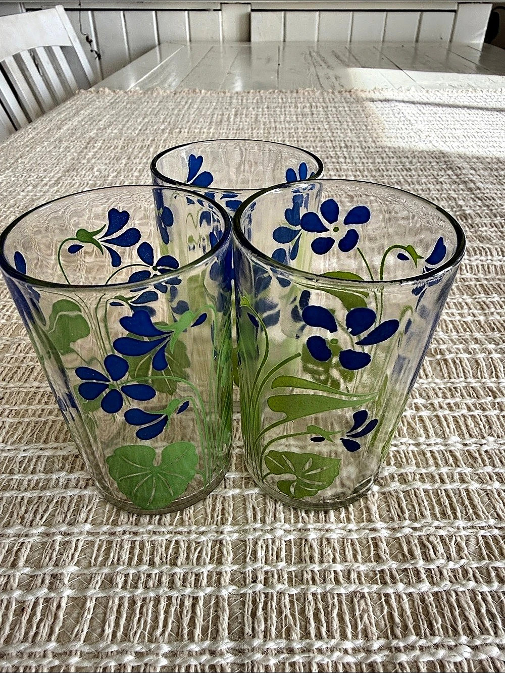 vintage Hazel Atlas Swanky Swig juice/tumbler glasses featuring the rare violet
